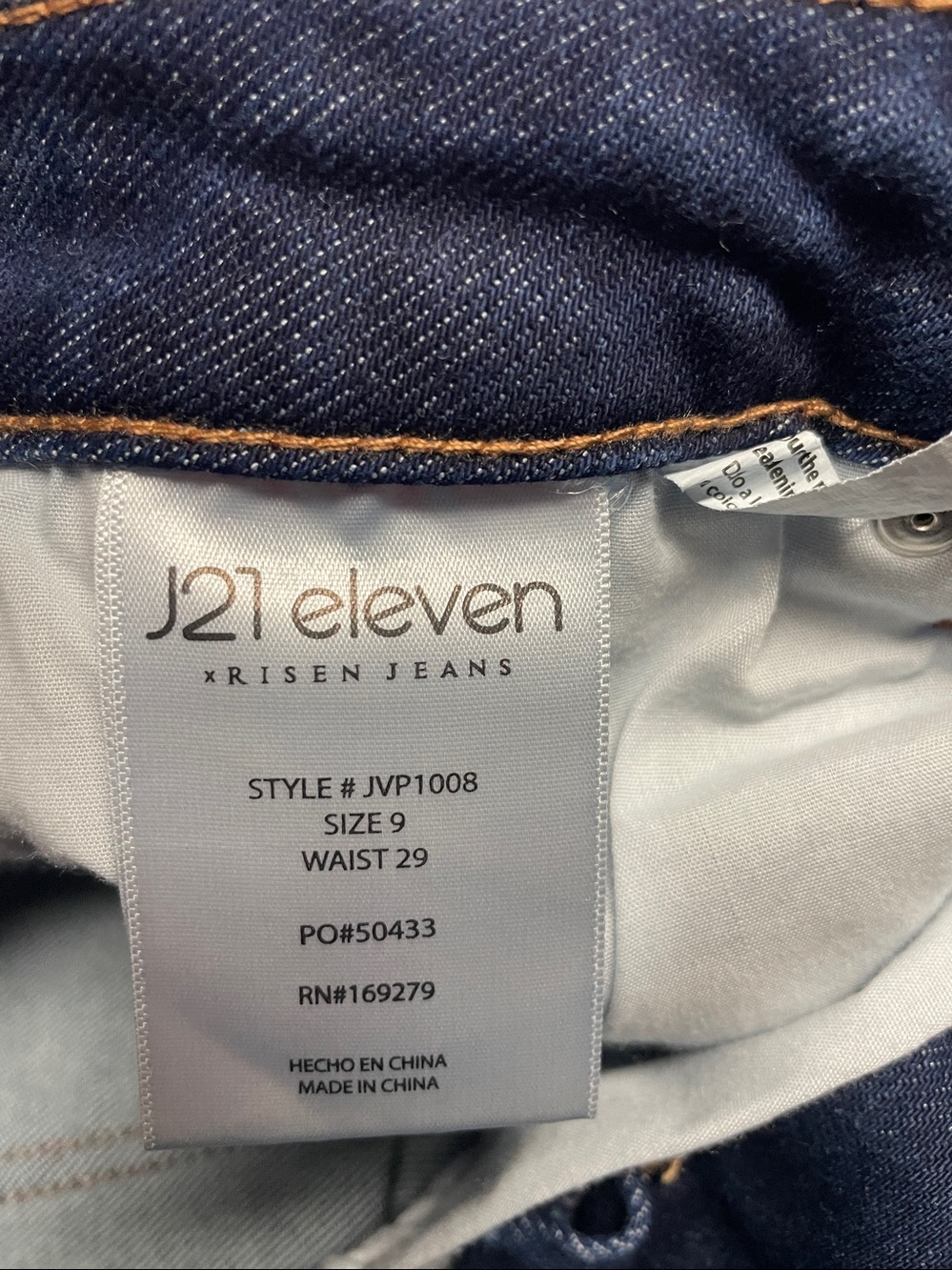 J21 Eleven by Risen High Rise Dark Wash Straight Leg Jeans Size 29. - Picture 8 of 12